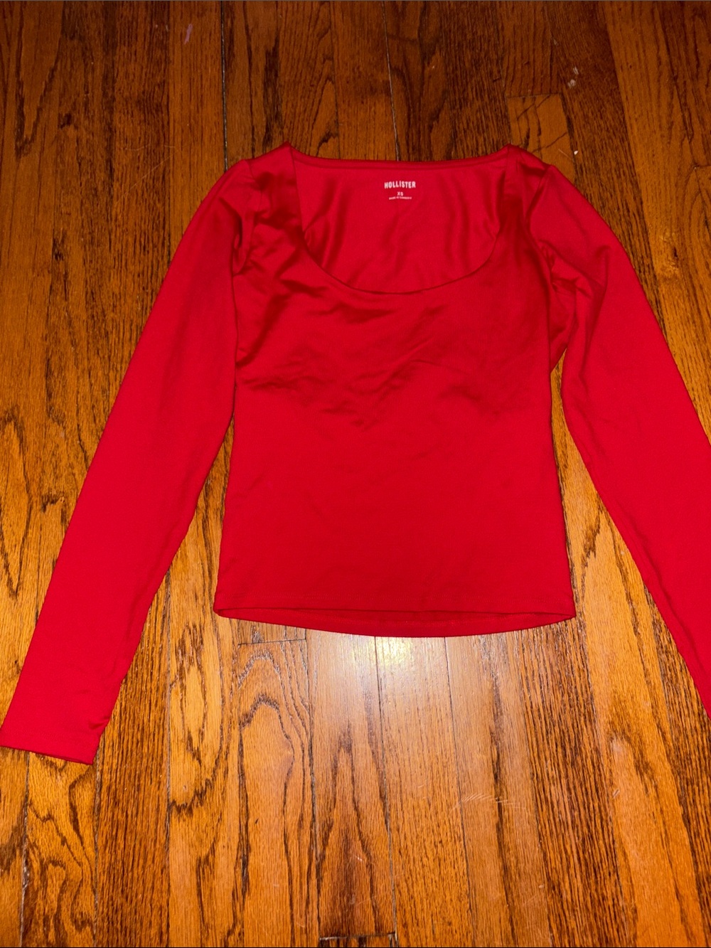 Hollister Red Long-Sleeve Scoop Neck Tee